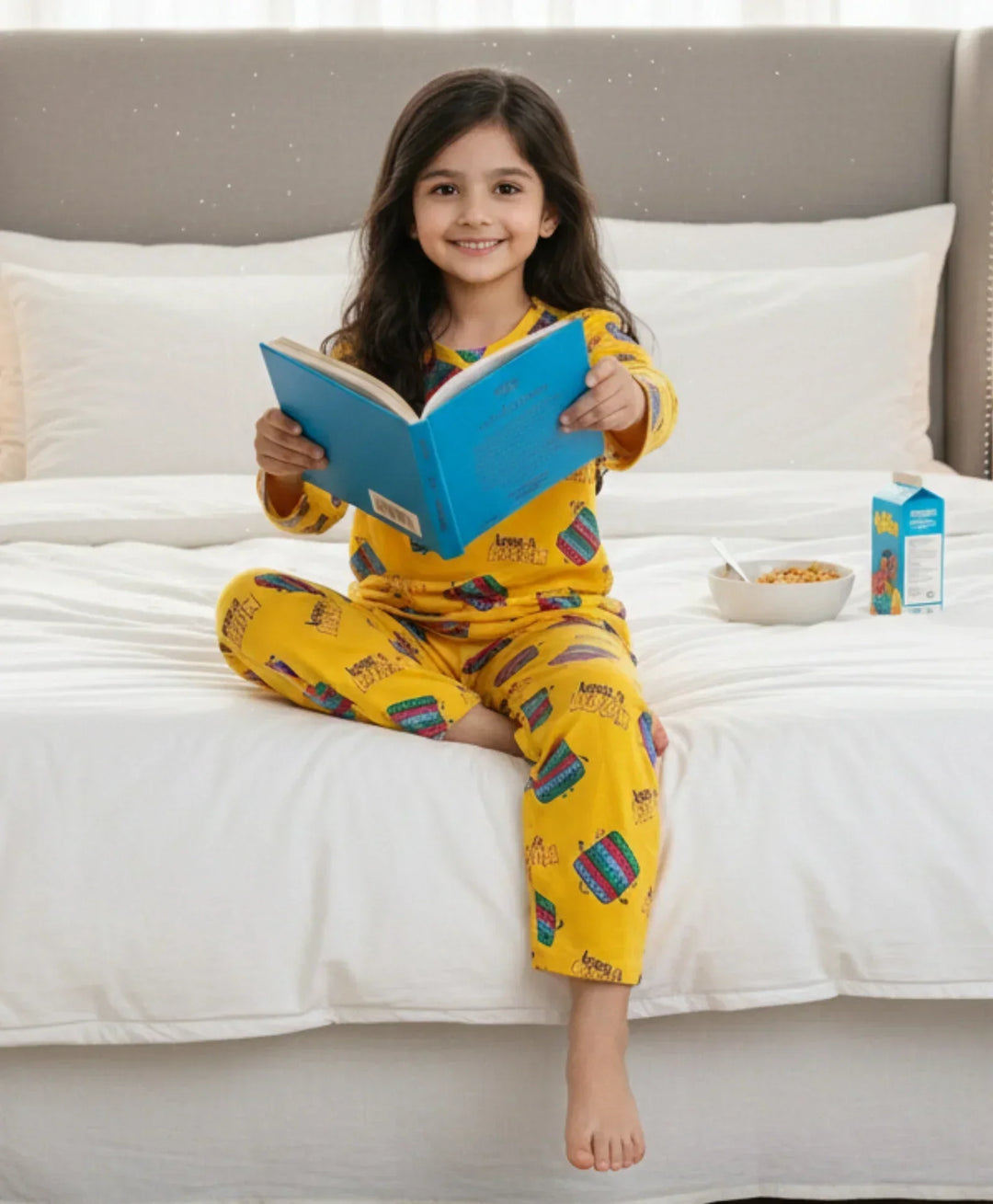 POP IT LONG GIRLS SLEEVES PYJAMA SET - YELLOW - Anthrilo 
