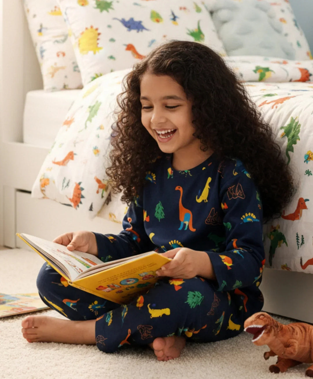 DINOSAUR FUN NAVY GIRLS LONG SLEEVES PYJAMA SET - NAVY - Anthrilo 