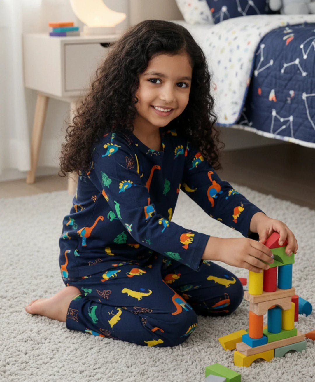 Dinosaur Fun Navy Pyjama Set (Long Sleeves) - Anthrilo 