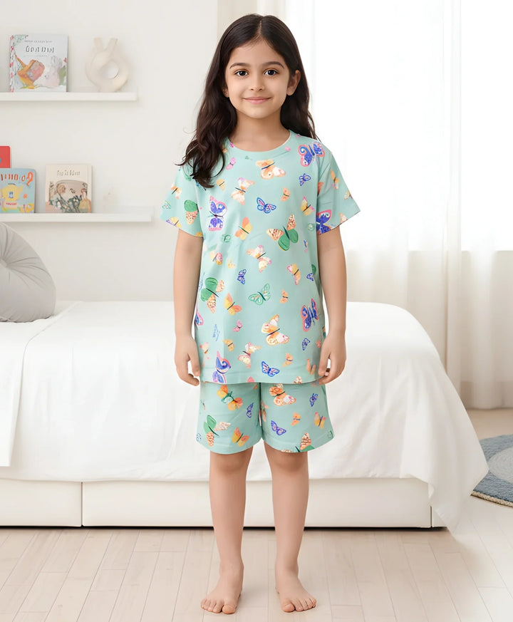 BUTTERFLY SLEEPWEAR SHORT SET - GREEN - Anthrilo 