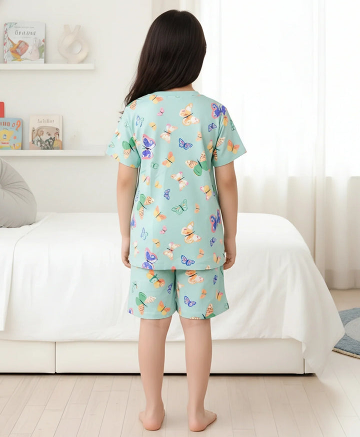 BUTTERFLY SLEEPWEAR SHORT SET - GREEN - Anthrilo 