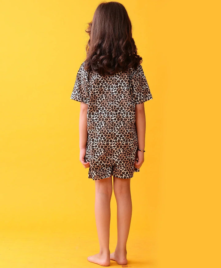 LEOPARD SLEEPWEAR SHORTS SET - BLACK - Anthrilo 