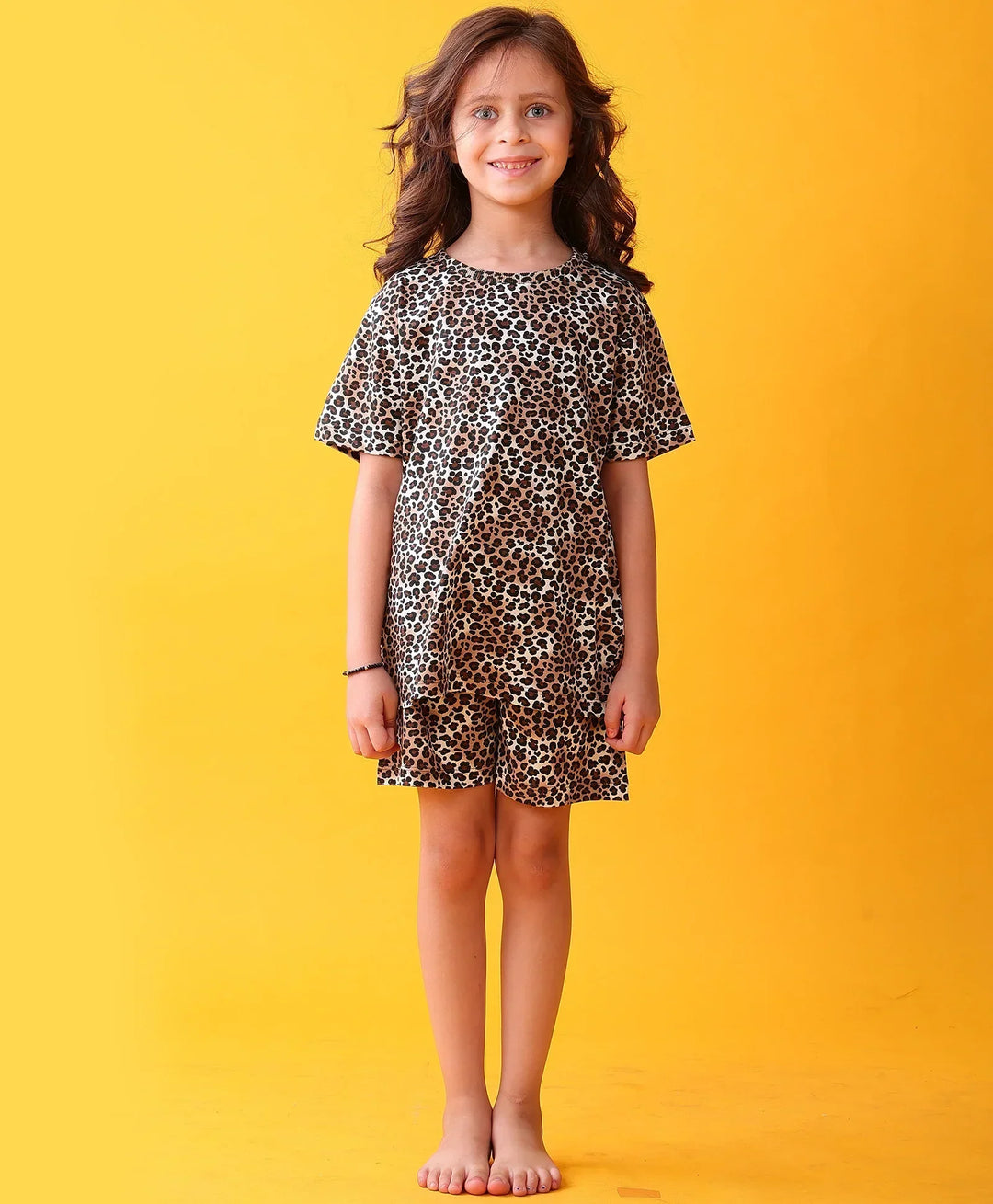 LEOPARD SLEEPWEAR SHORTS SET - BLACK - Anthrilo 