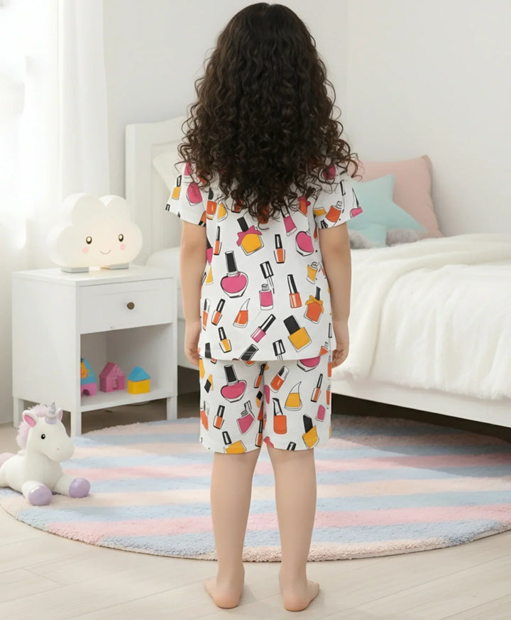 Nail Paint Dreams Sleepwear Shorts Set - White