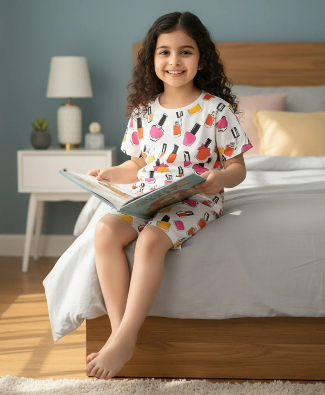 Nail Paint Dreams Sleepwear Shorts Set - White