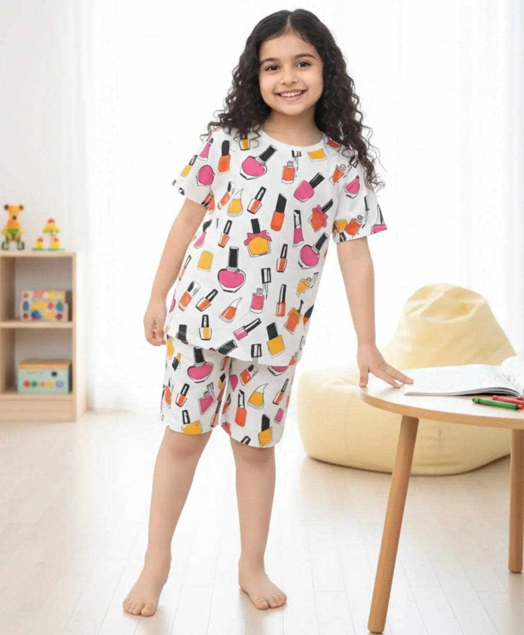 Nail Paint Dreams Sleepwear Shorts Set - White