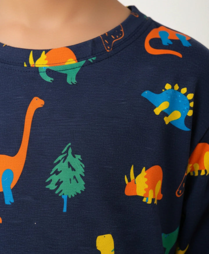 Dinosaur Fun Navy Girls Sleepwear Shorts Set - Navy