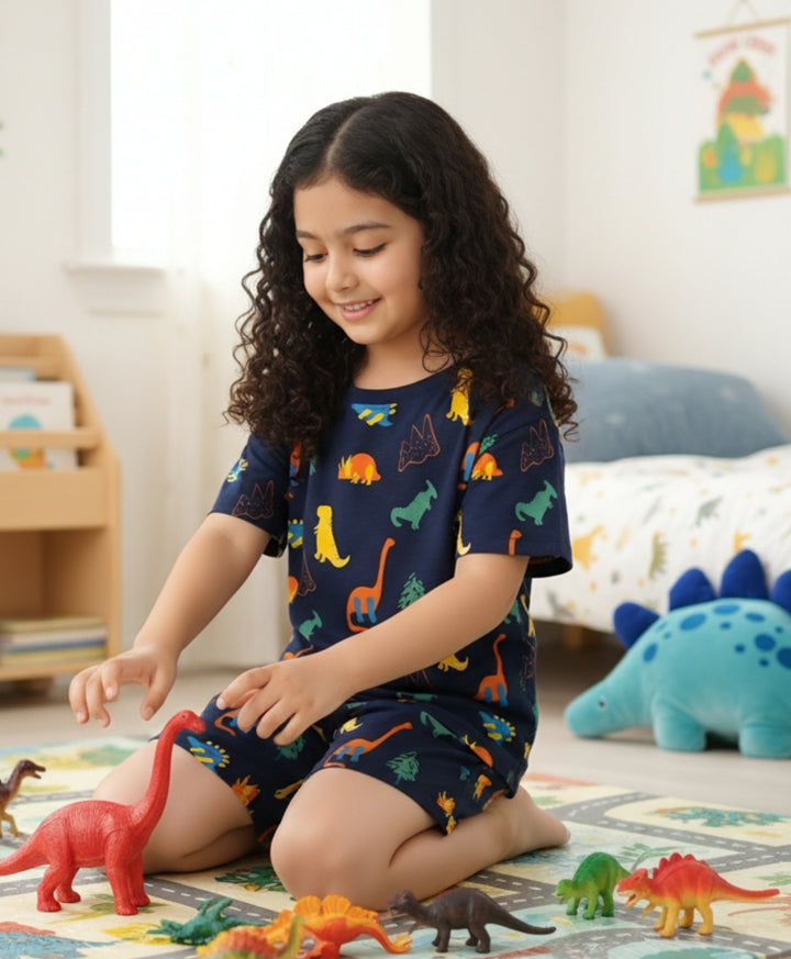 Dinosaur Fun Navy Sleepwear Shorts Set - Navy