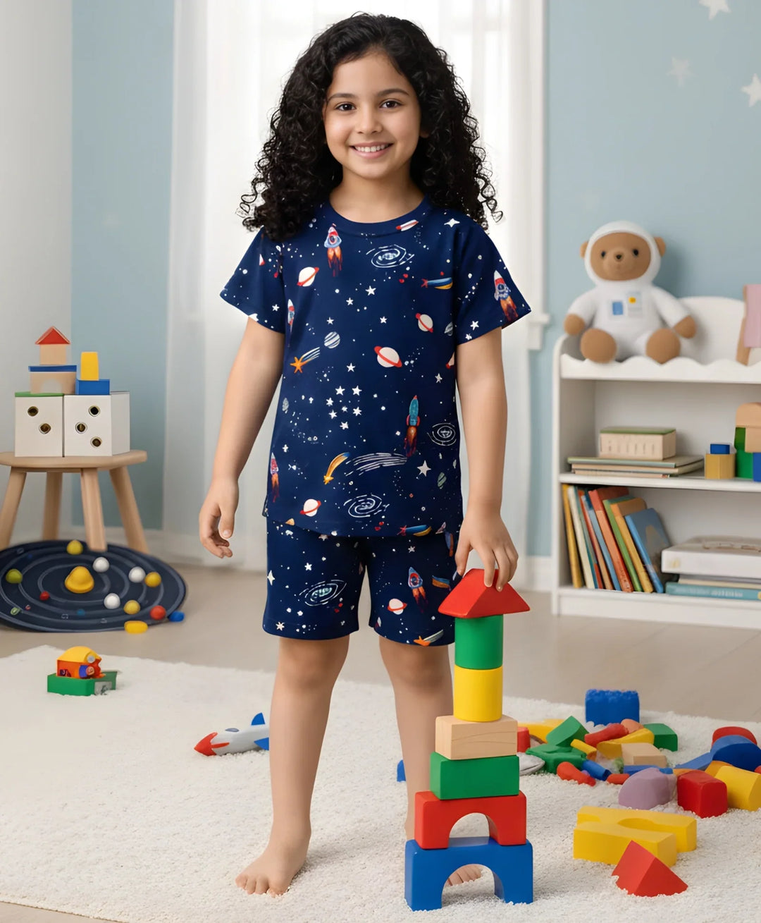 SOLAR DREAM GIRLS SLEEPWEAR SHORT SET - BLUE - Anthrilo 