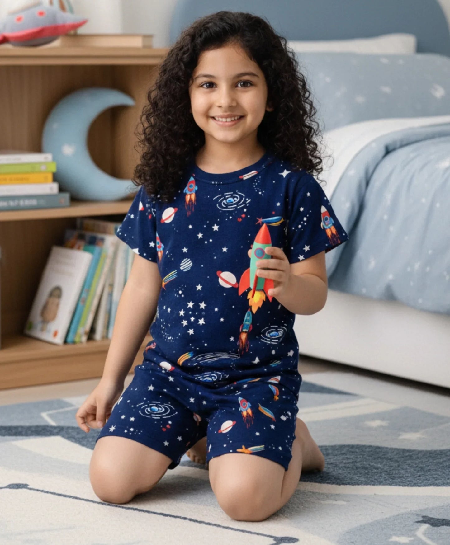 SOLAR DREAM GIRLS SLEEPWEAR SHORT SET - BLUE - Anthrilo 