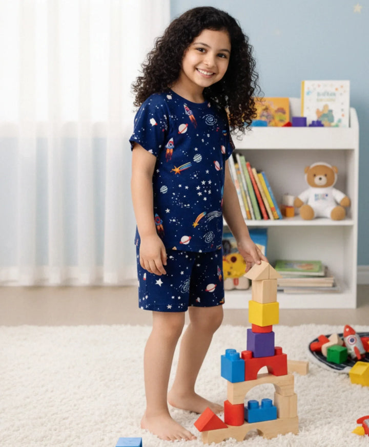 SOLAR DREAM GIRLS SLEEPWEAR SHORT SET - BLUE - Anthrilo 