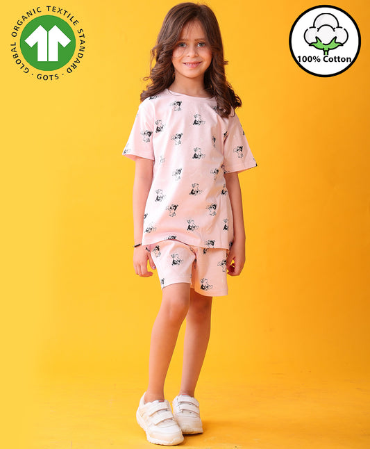 CAT PLAYTIME GIRLS T-SHIRT SHORT SET - PINK