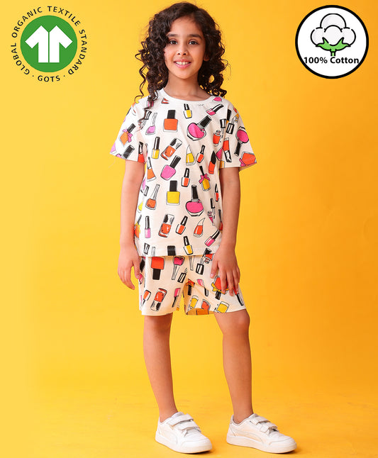 MAKE UP PLAY TIME GIRLS T-SHIRT SHORT SET - WHITE
