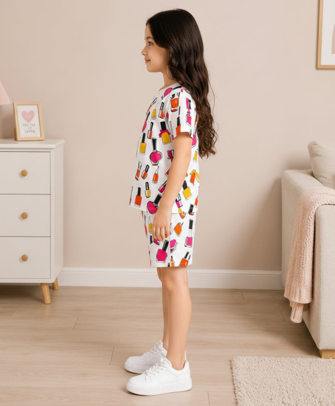 MAKE UP PLAY TIME GIRLS T-SHIRT SHORT SET - WHITE