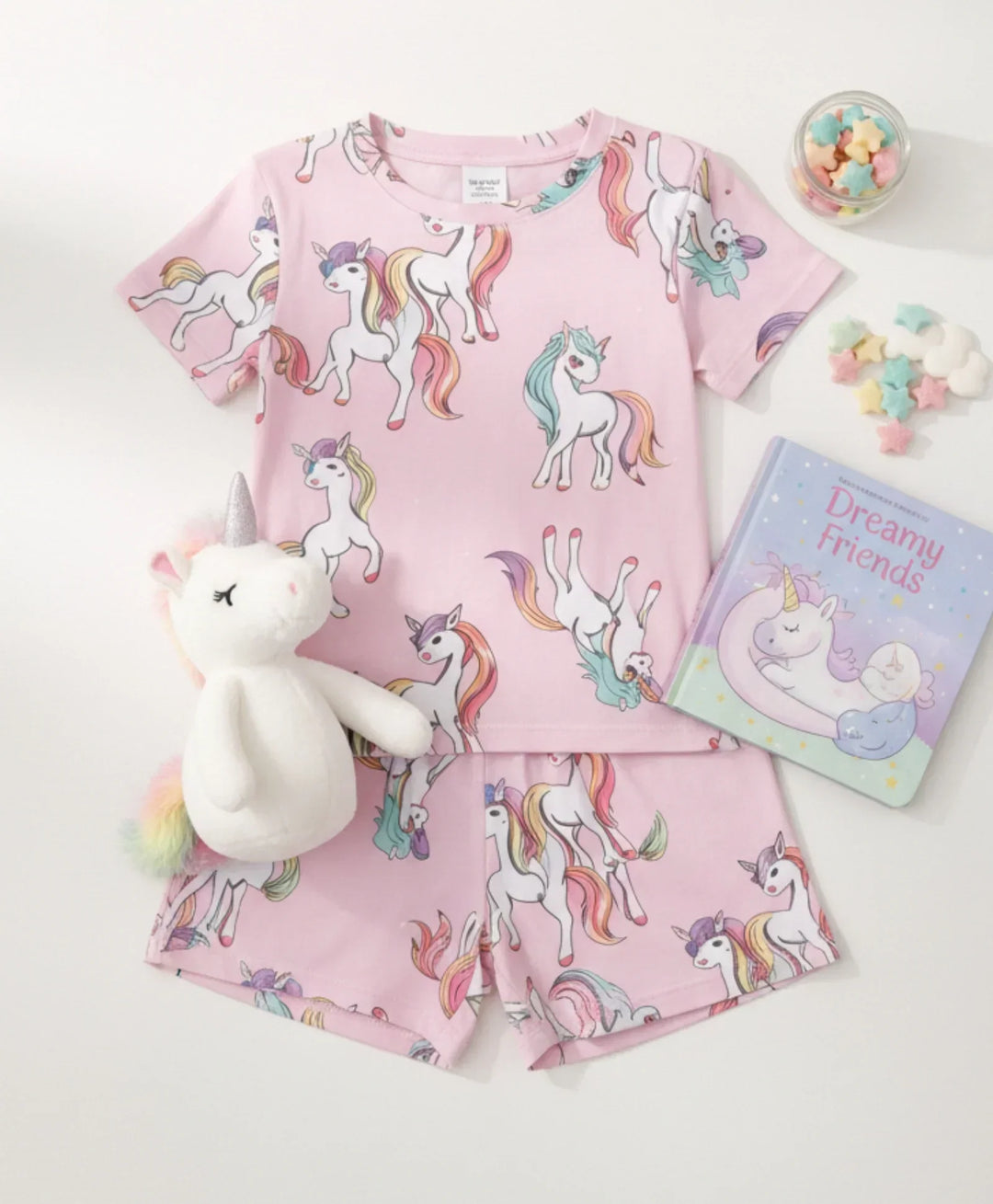 UNICORN STAR SLEEPWEAR SHORT SET - PINK - Anthrilo 