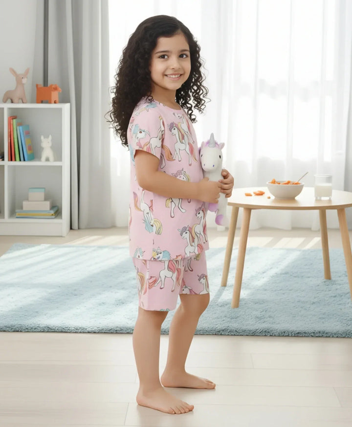 UNICORN STAR SLEEPWEAR SHORT SET - PINK - Anthrilo 