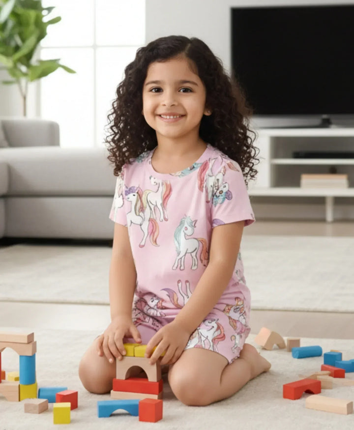 UNICORN STAR SLEEPWEAR SHORT SET - PINK - Anthrilo 