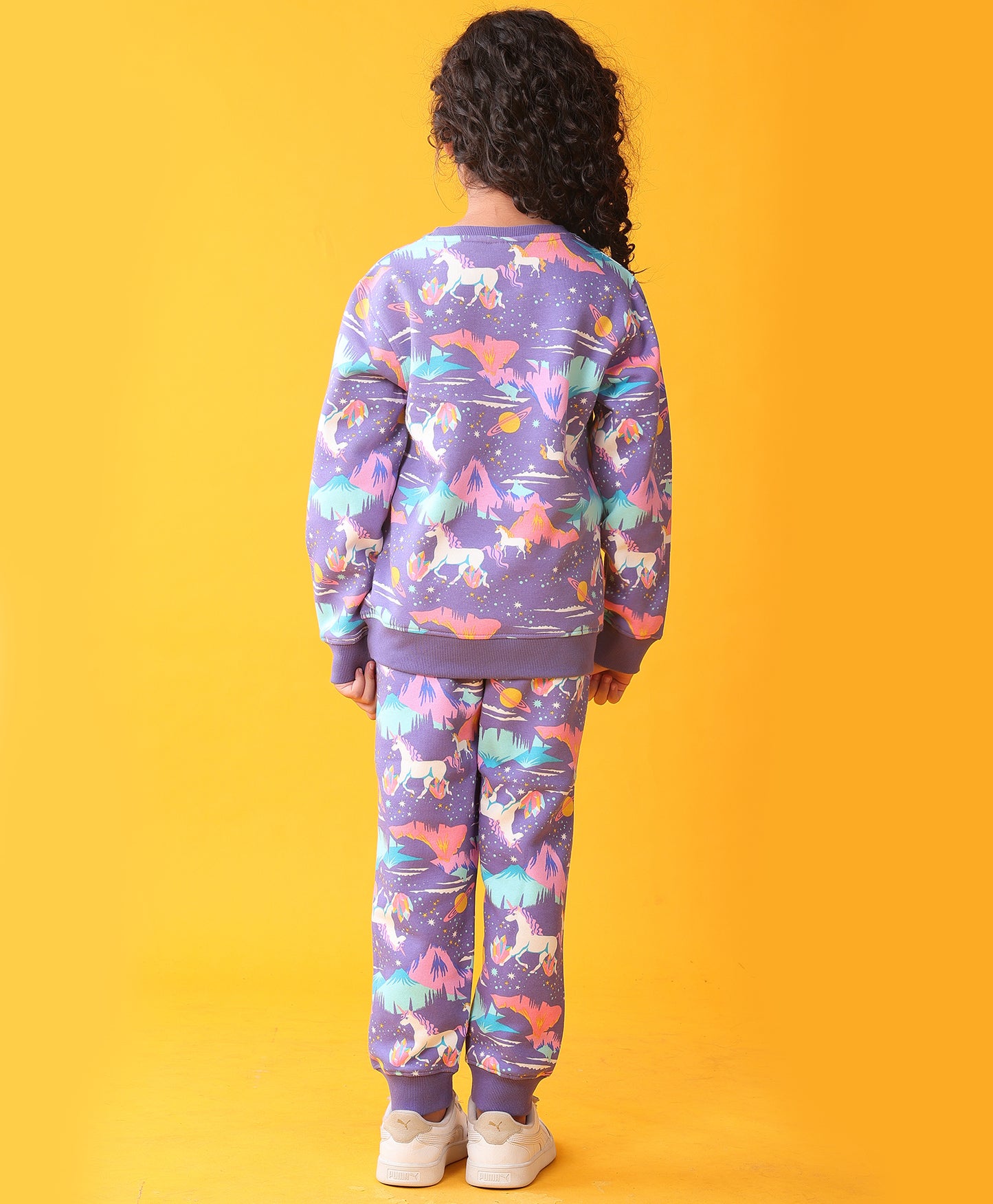 UNICORN PLANET GIRLS SWEATSHIRT FLEECE JOGGER SET - PURPLE