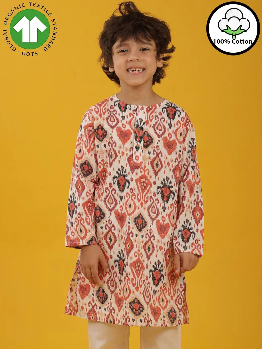 MULTICOLOR FLORAL PRINT PURE COTTON KURTA - WHITE