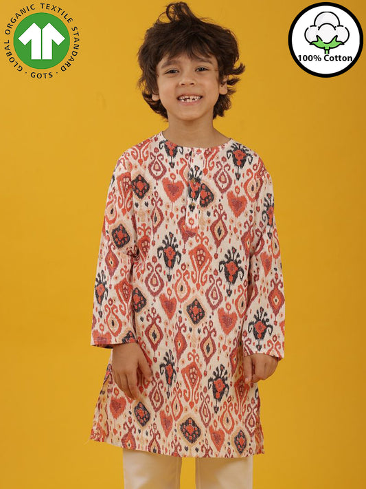 MULTICOLOR FLORAL PRINT PURE COTTON KURTA - WHITE