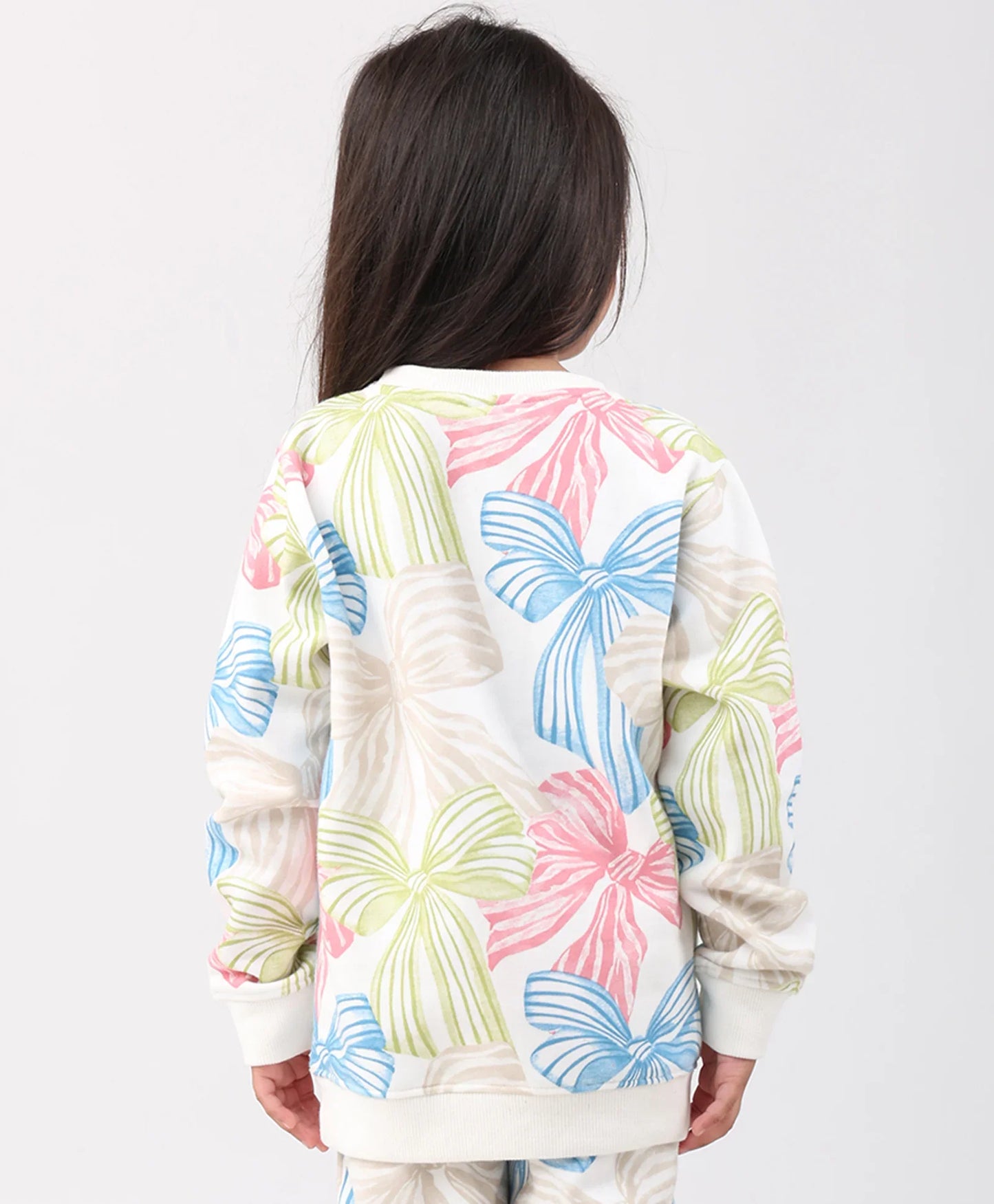 PAINTED BOW FLEECE GIRLS SWEATSHIRT - OFF WHITE