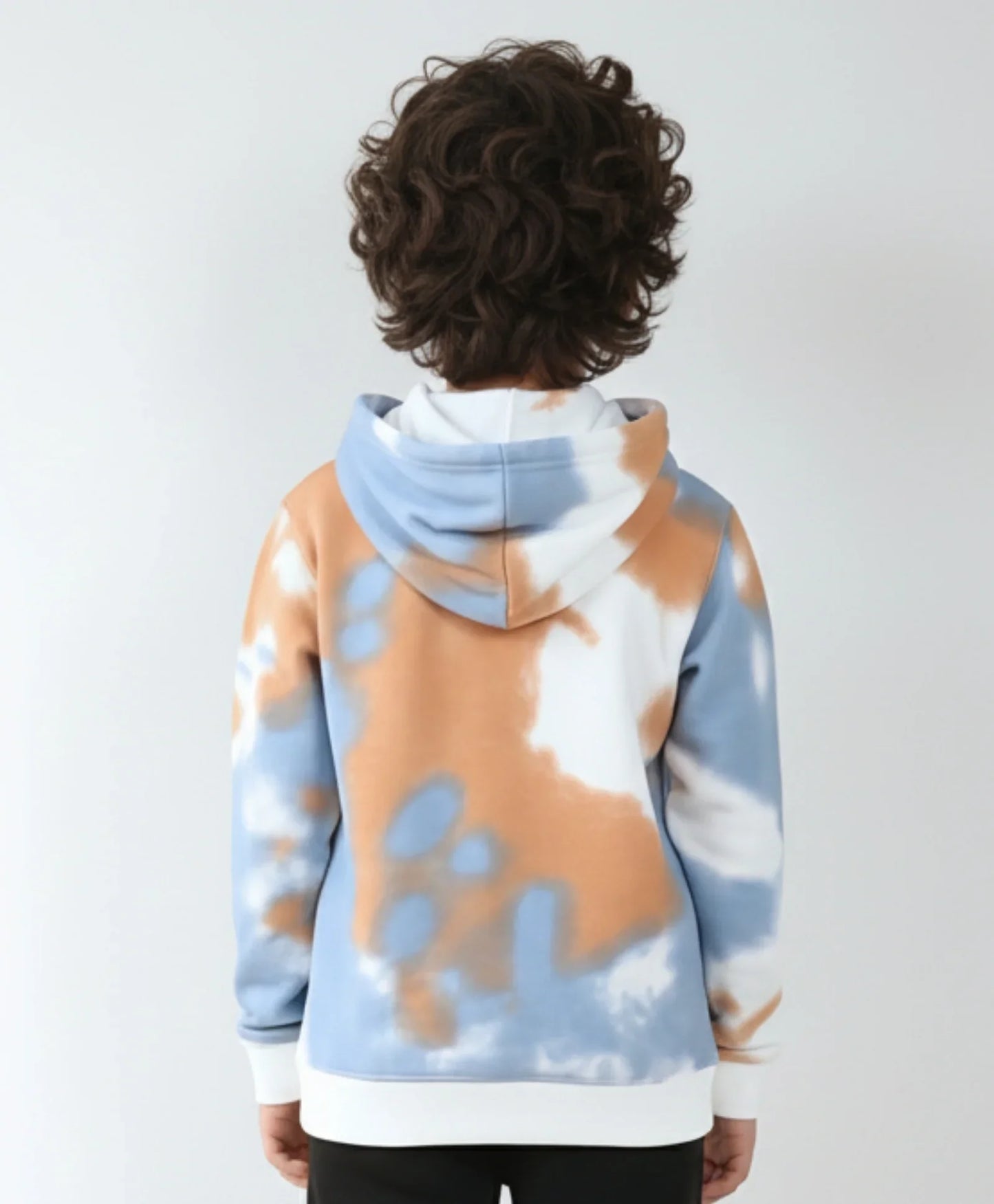 BLUE BROWN TIE DYE FLEECE HOODIE - BROWN