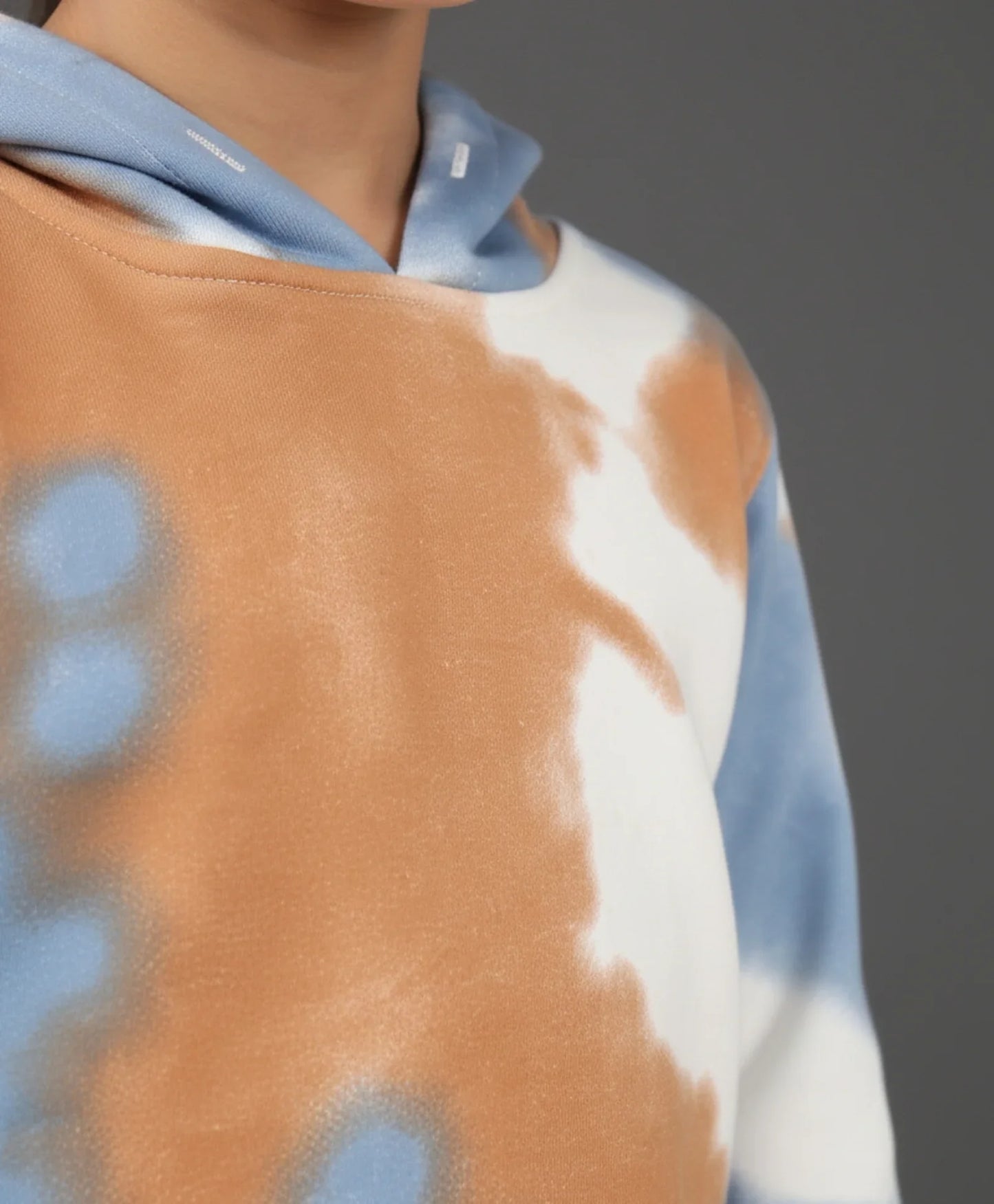 BLUE BROWN TIE DYE FLEECE HOODIE - BROWN