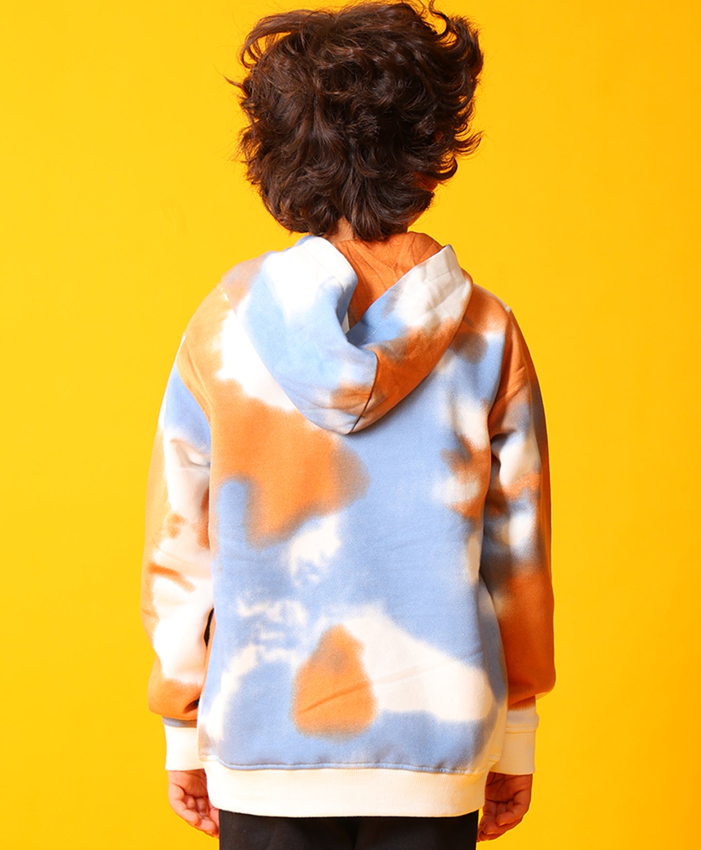BLUE BROWN TIE DYE FLEECE HOODIE - BROWN