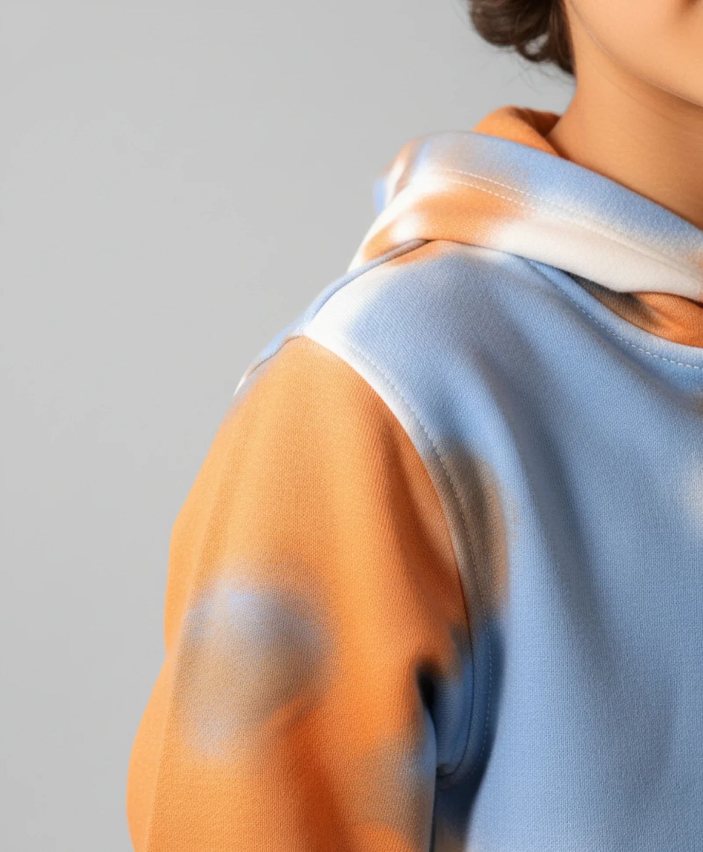 BLUE BROWN TIE DYE FLEECE HOODIE - BROWN