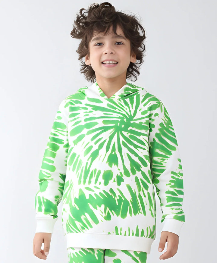 GREEN SWIRL BOYS FLEECE HOODIE - GREEN - Anthrilo 