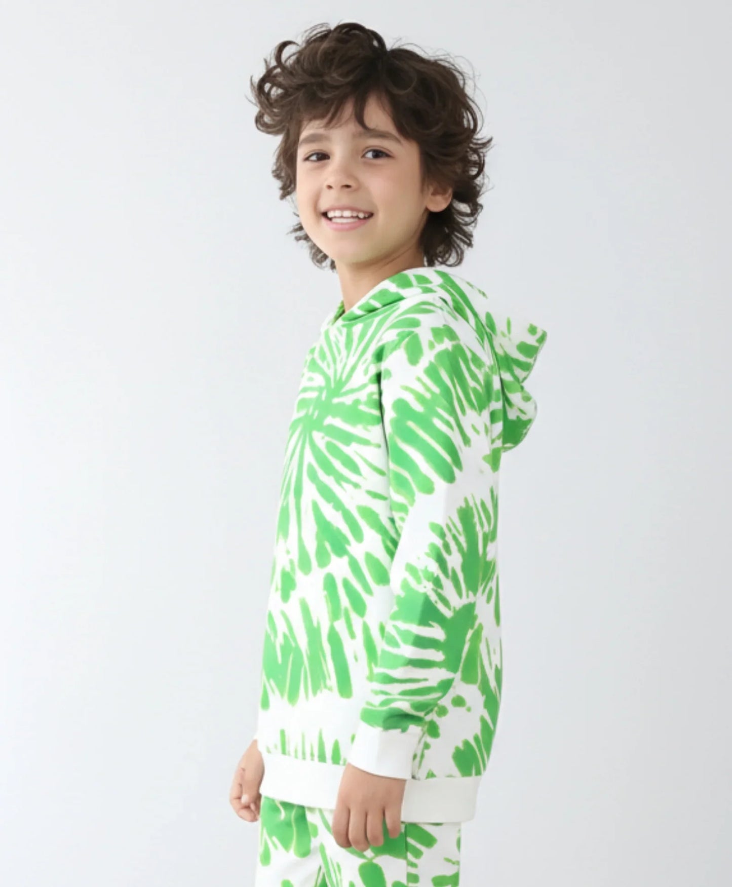 GREEN SWIRL BOYS FLEECE HOODIE - GREEN