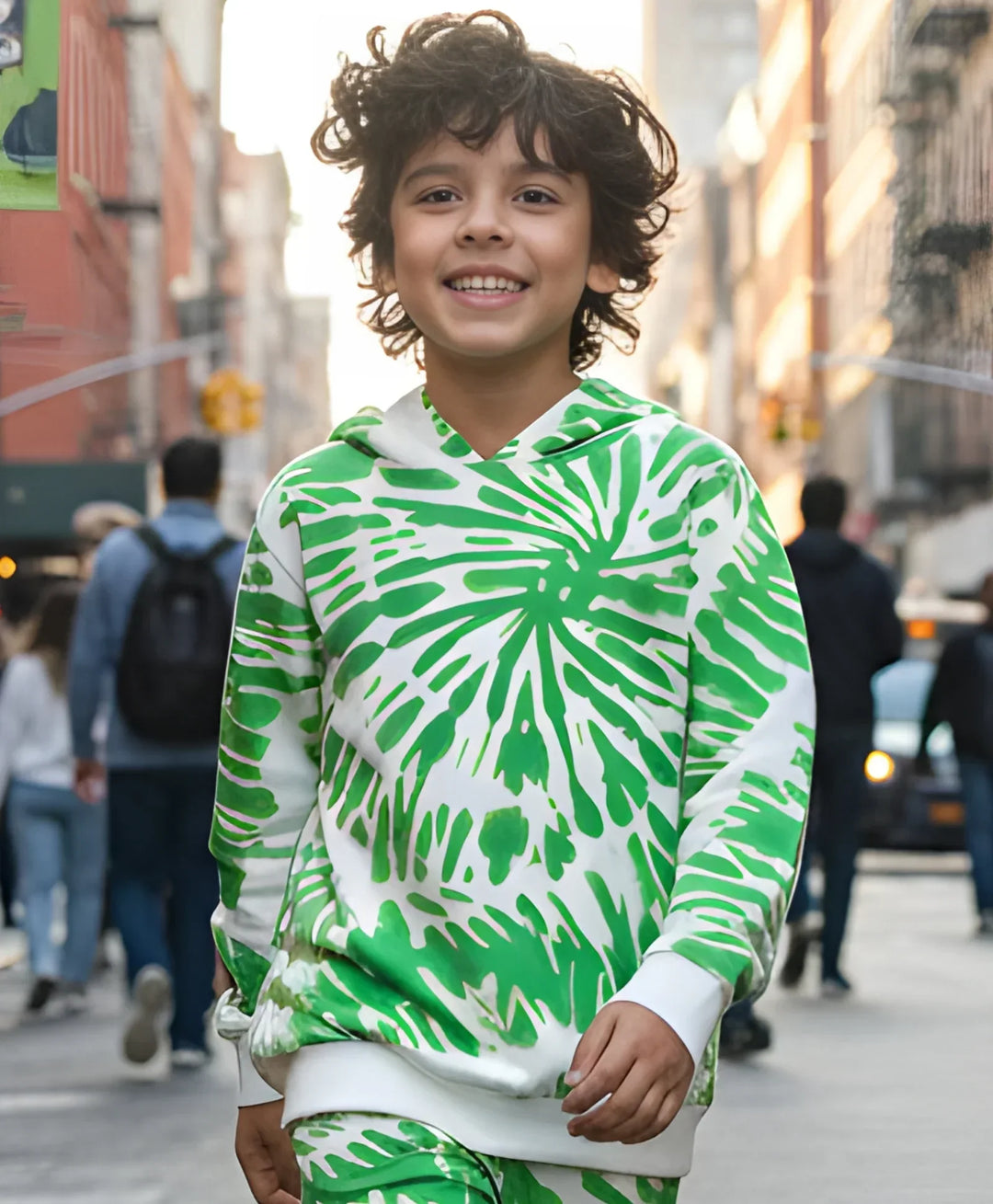 GREEN SWIRL BOYS FLEECE HOODIE - GREEN - Anthrilo 