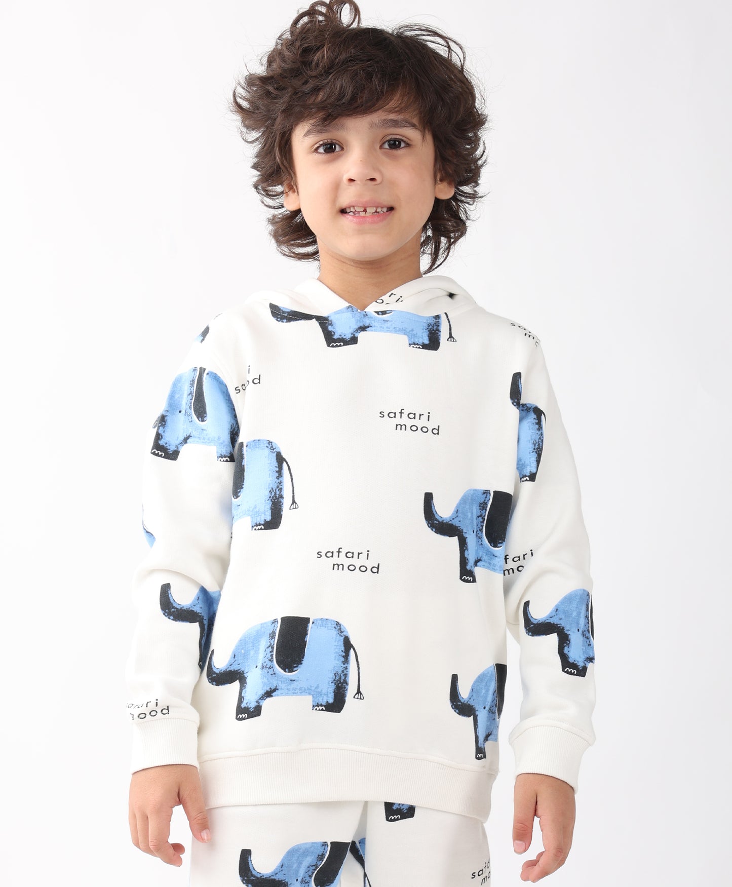 ELEPHANT SAFARI FLEECE HOODIE -OFF WHITE
