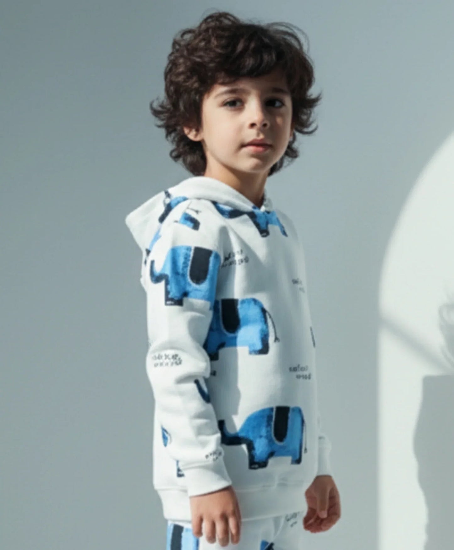 ELEPHANT SAFARI FLEECE HOODIE -OFF WHITE