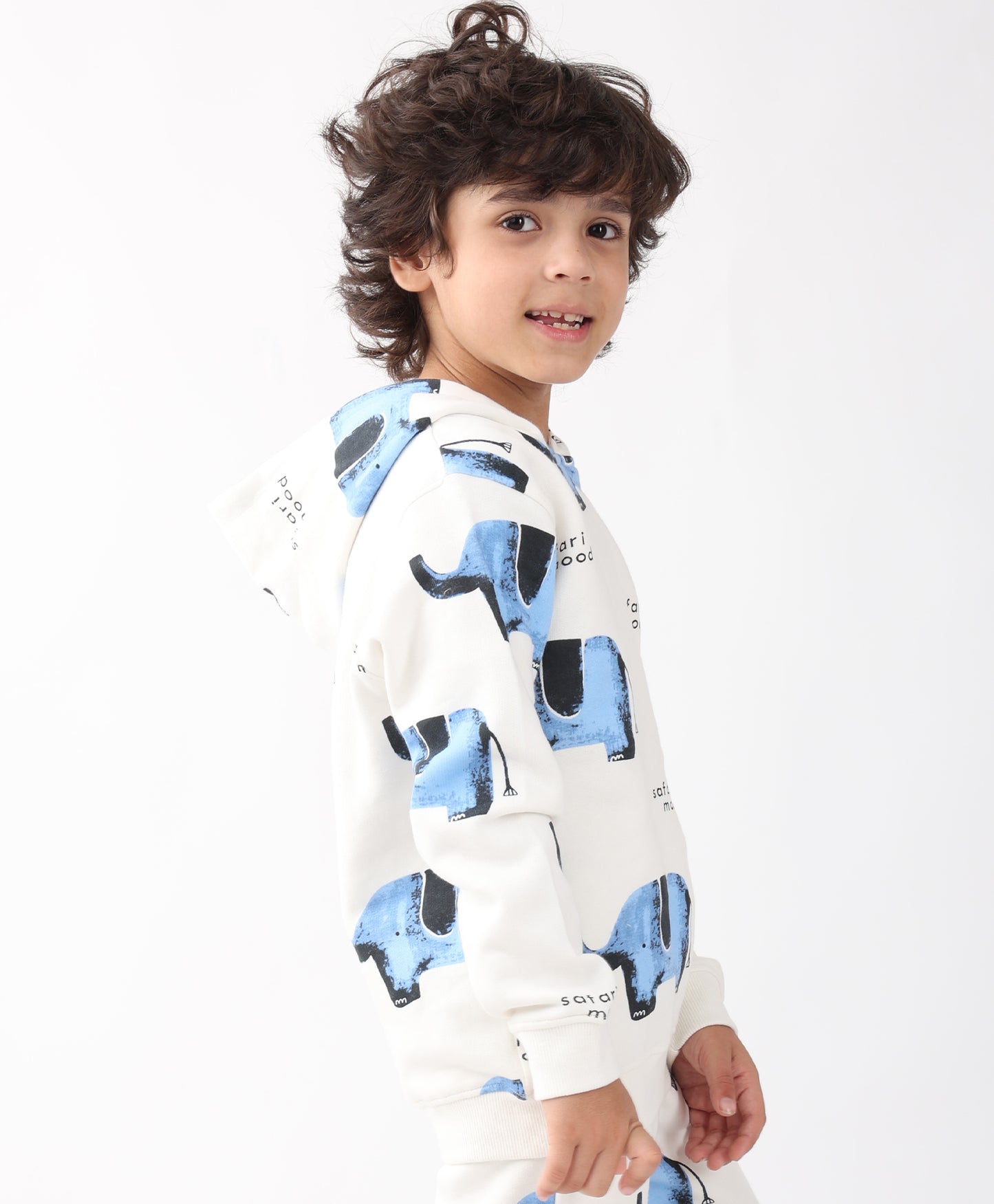 ELEPHANT SAFARI FLEECE HOODIE -OFF WHITE