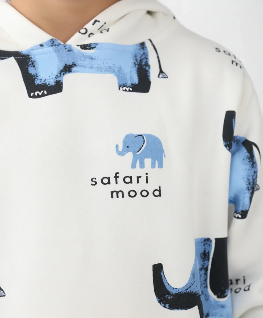 ELEPHANT SAFARI FLEECE HOODIE -OFF WHITE