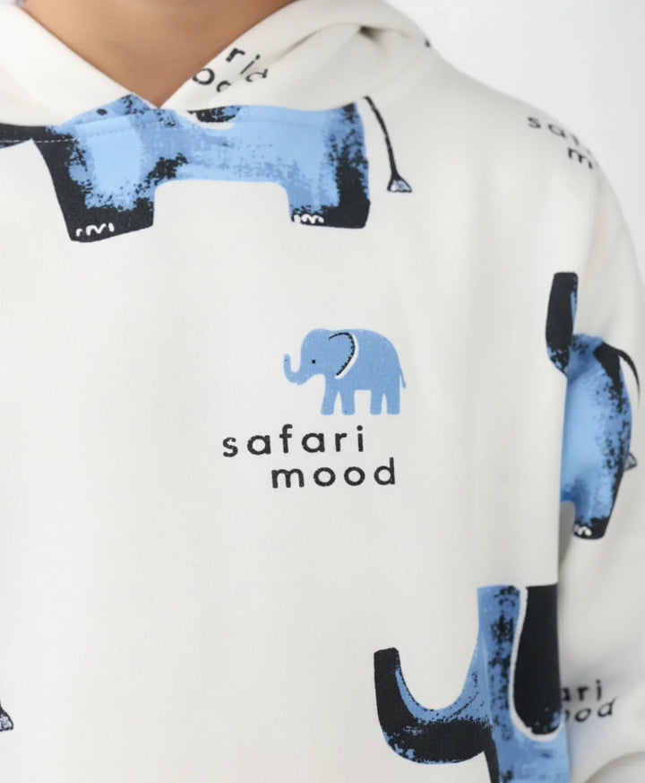 ELEPHANT SAFARI FLEECE HOODIE -OFF WHITE