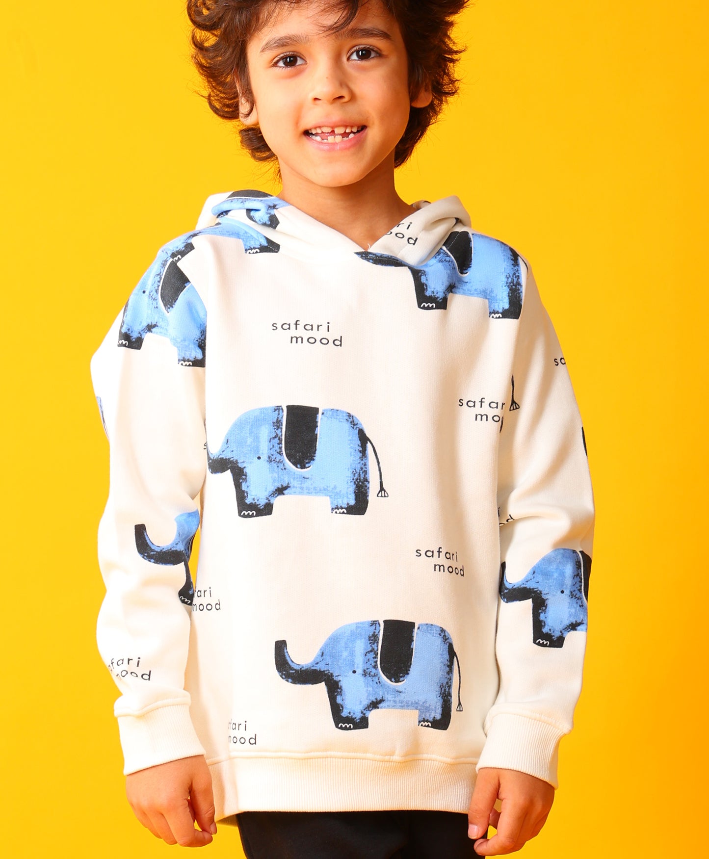 ELEPHANT SAFARI FLEECE HOODIE -OFF WHITE