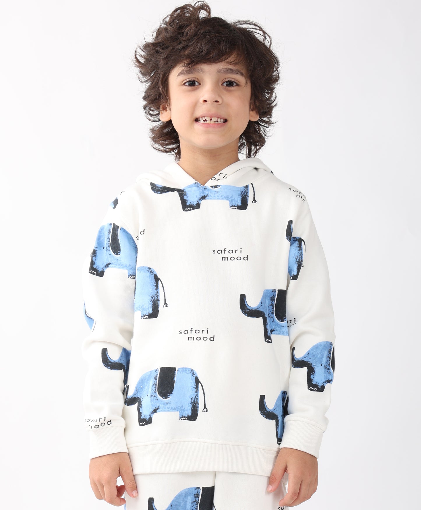 ELEPHANT SAFARI FLEECE HOODIE -OFF WHITE