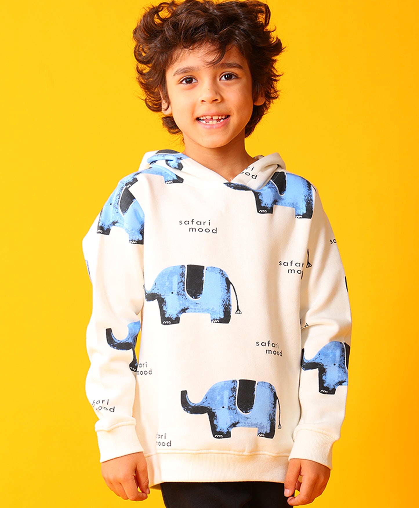 ELEPHANT SAFARI FLEECE HOODIE -OFF WHITE