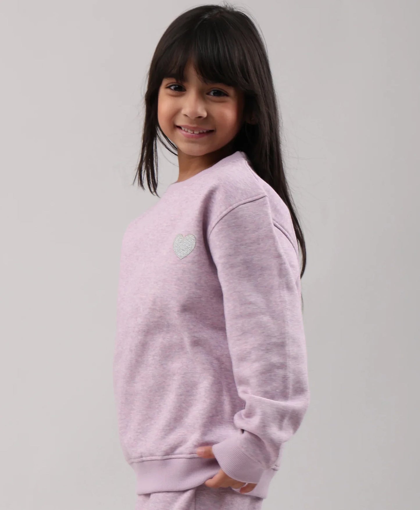 PURPLE MELANGE GIRLS FLEECE SWEATSHIRT - PURPLE