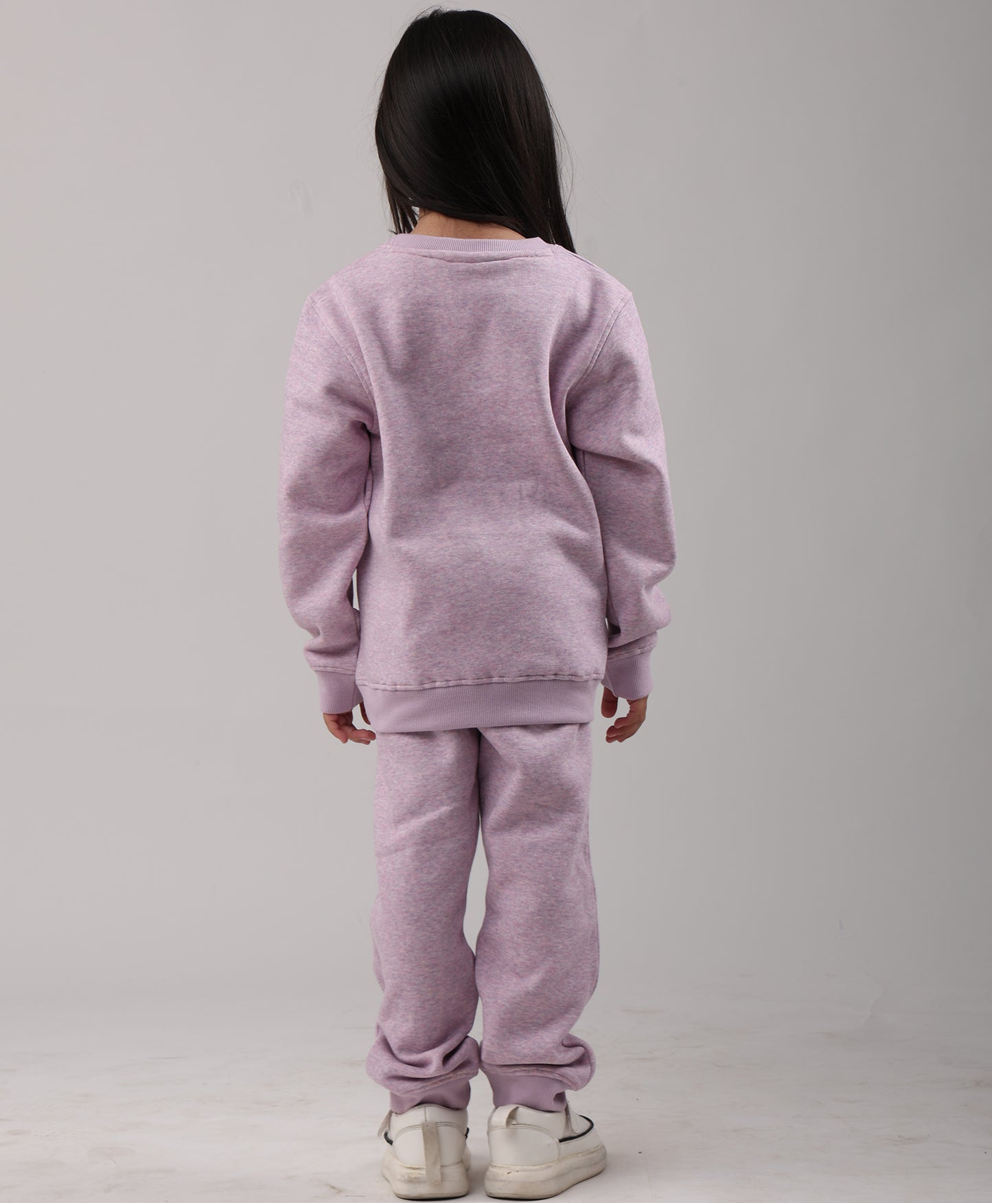 PURPLE MELANGE GIRLS FLEECE SWEATSHIRT JOGGER SET - PURPLE