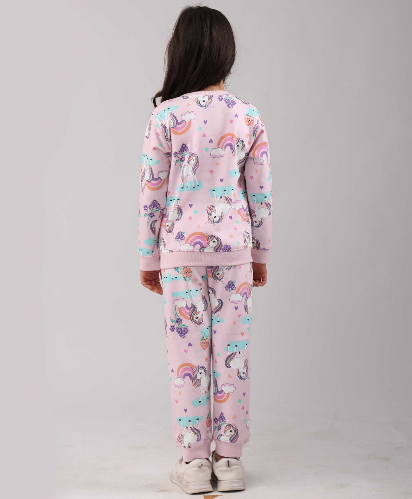 UNICORN HEART GIRLS FLEECE SWEATSHIRT JOGGER SET - PINK