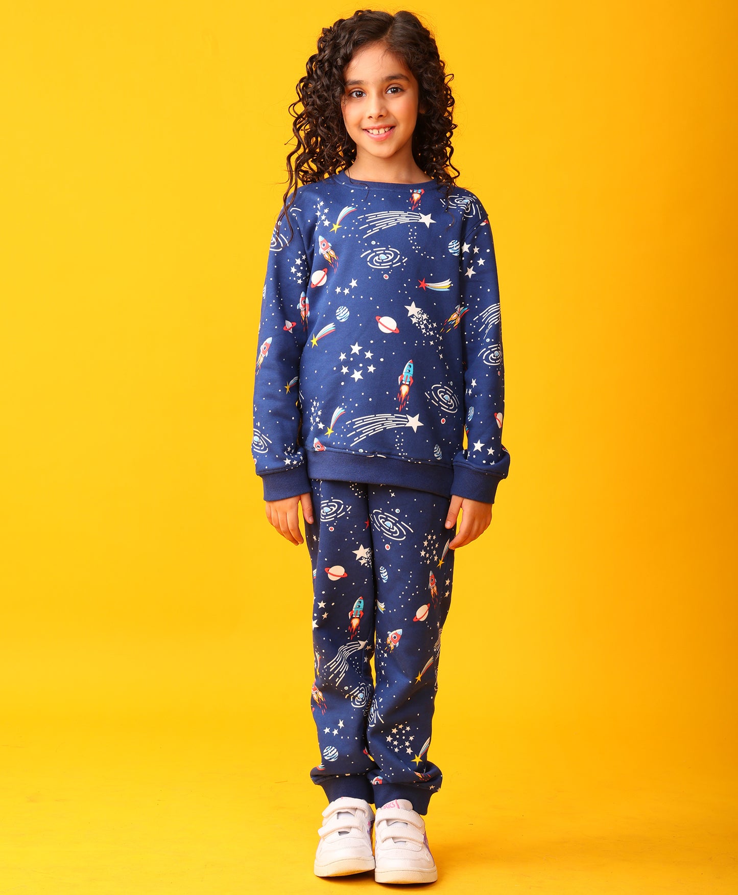 SOLAR DREAMS GIRLS FLEECE SWEATSHIRT JOGGER SET - BLUE