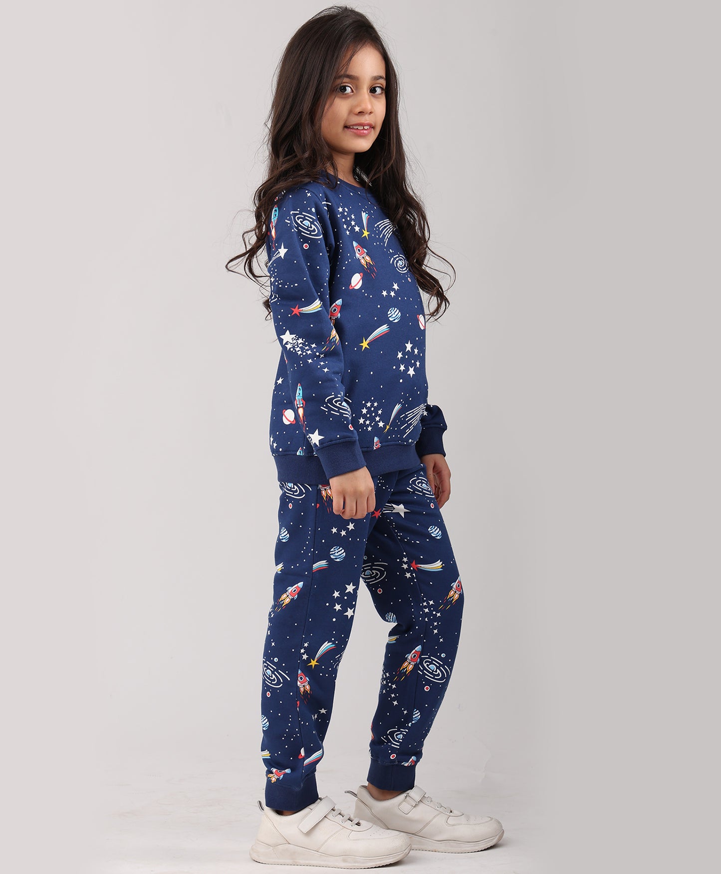 SOLAR DREAMS GIRLS FLEECE SWEATSHIRT JOGGER SET - BLUE