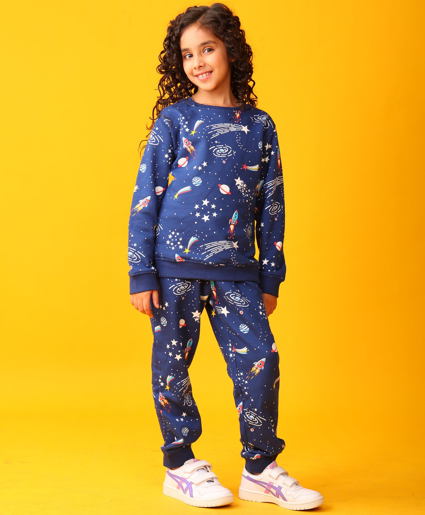 SOLAR DREAMS GIRLS FLEECE SWEATSHIRT JOGGER SET - BLUE