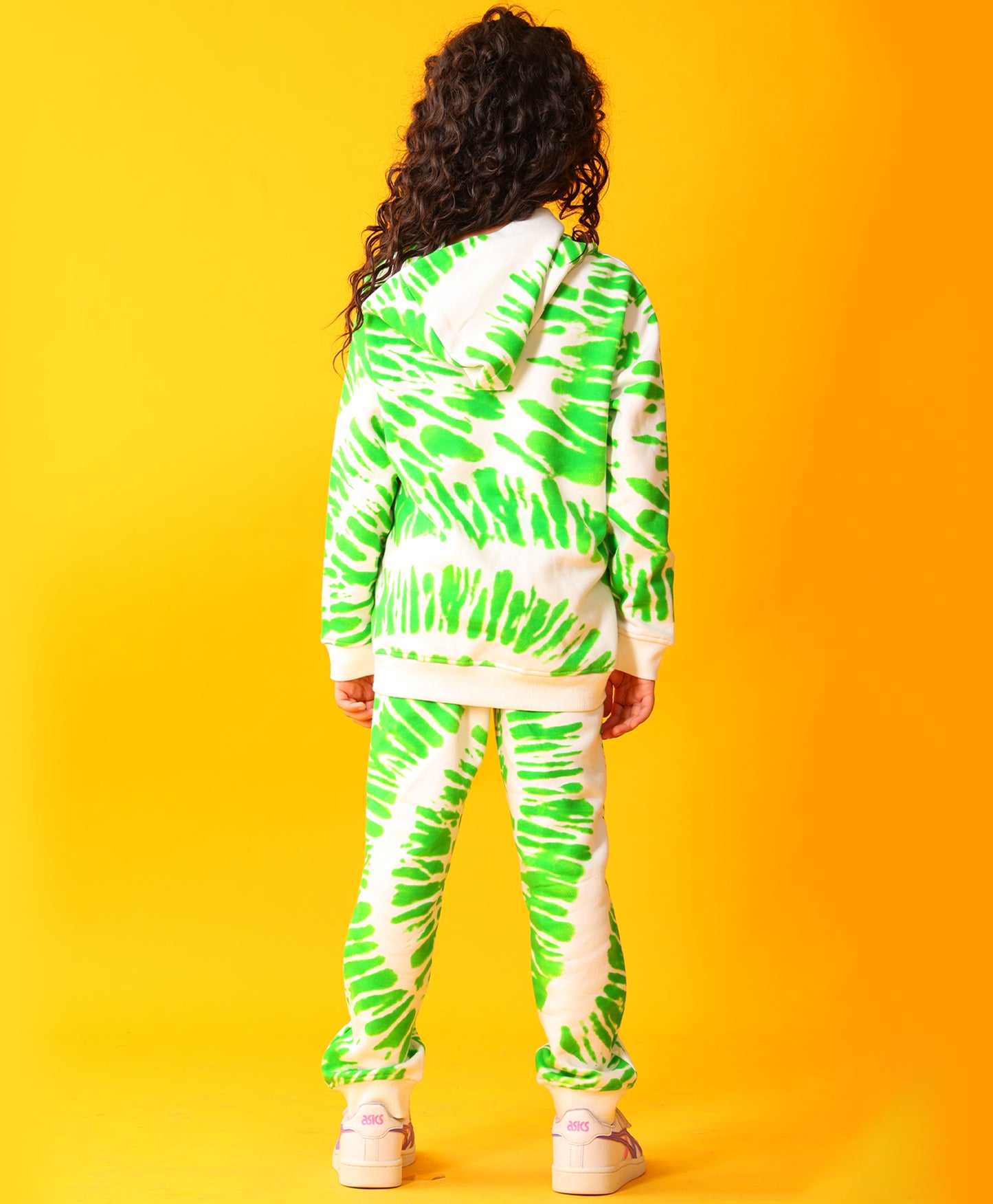 GREEN SWIRL GIRLS FLEECE HOODIE JOGGER SET - GREEN