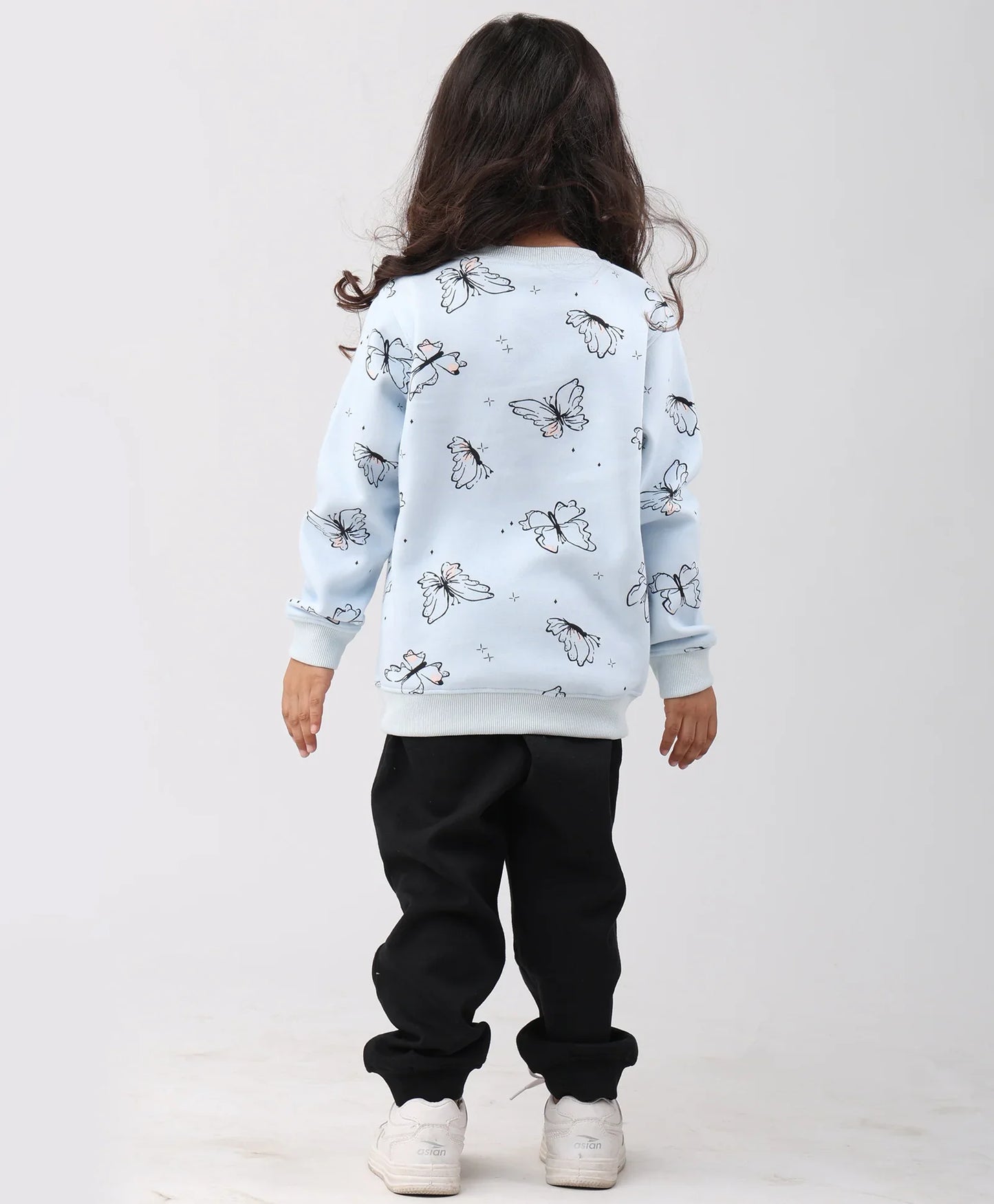 BUTTERFLY BLUE GIRLS FLEECE BLACK JOGGER SET - BLUE/BLACK