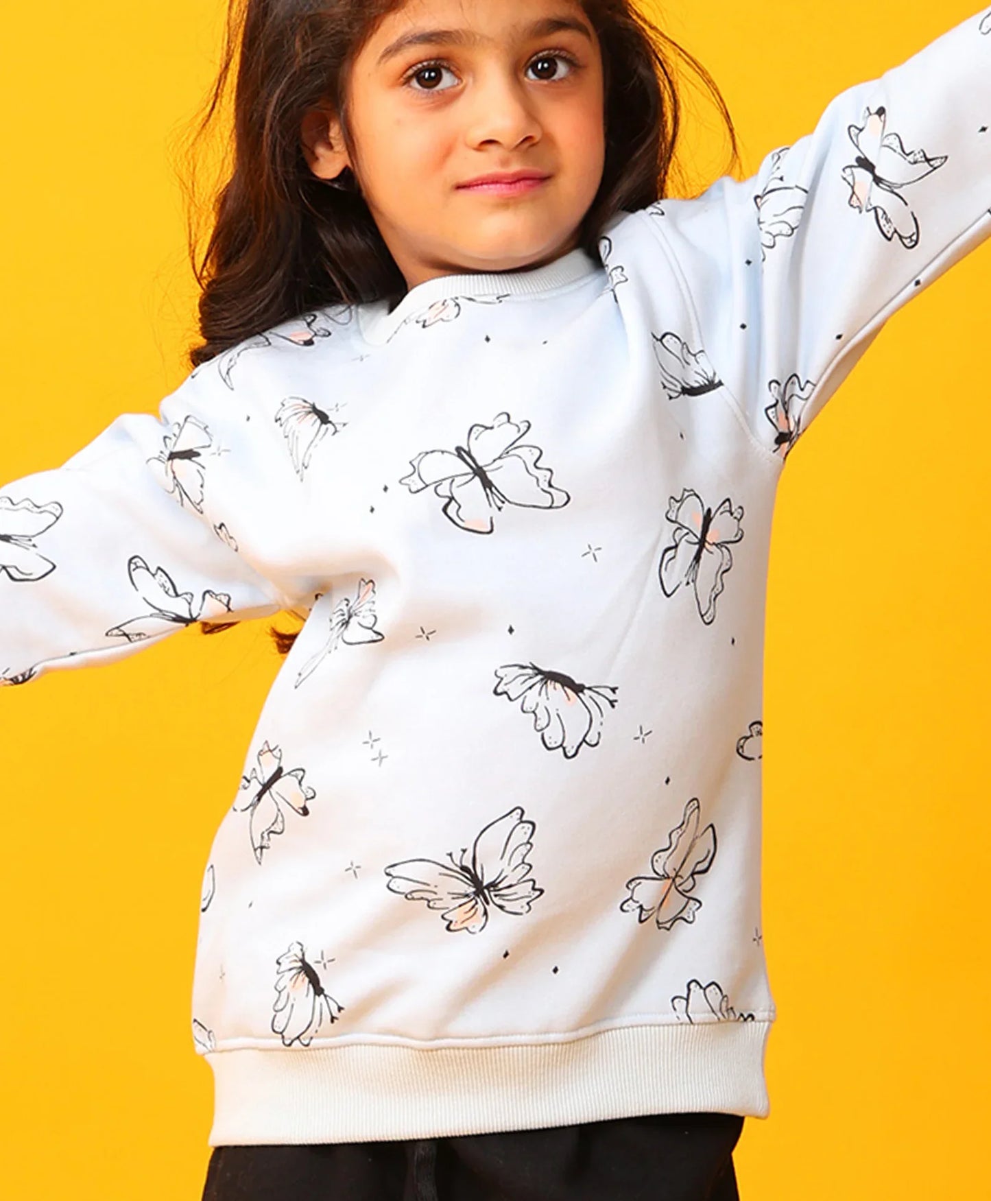 BUTTERFLY BLUE GIRLS FLEECE BLACK JOGGER SET - BLUE/BLACK