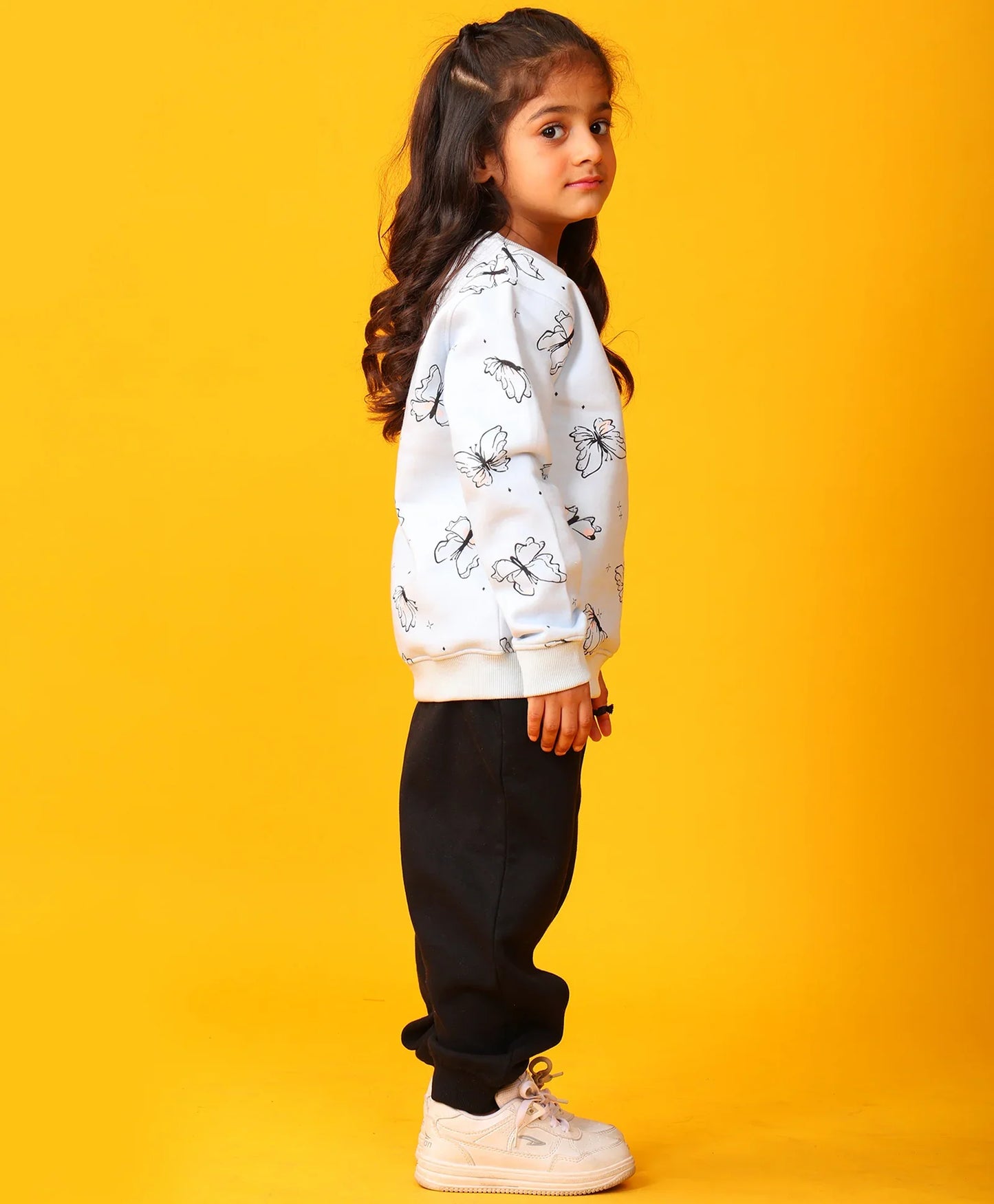 BUTTERFLY BLUE GIRLS FLEECE BLACK JOGGER SET - BLUE/BLACK